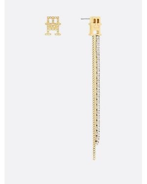 Tommy Hilfiger Pendientes Chapados En Oro Con Monograma Th - Blanco
