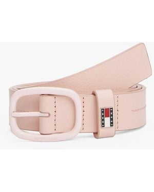 Tommy Hilfiger Ceinture En Cuir À Plaque Logo - Rose