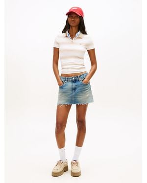 Tommy Hilfiger Distressed Denim Slim Mini Skirt - Blue