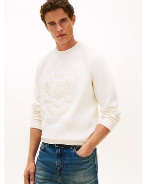 Tommy Hilfiger Crest Embroidery Intechno Knit Sweatshirt - White