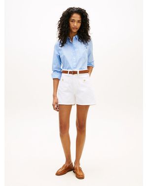 Tommy Hilfiger Tone Button High Rise Denim Shorts - Blue