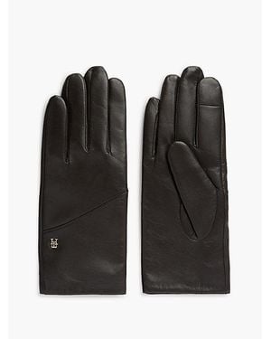 Tommy Hilfiger Chic Th Monogram Leather Gloves - Black