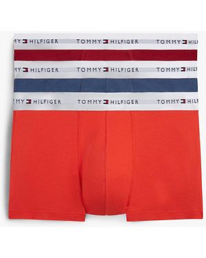 Tommy Hilfiger 3-Pack Signature Repeat Logo Waistband Trunks - Red