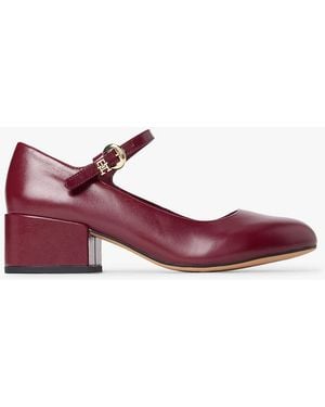 Tommy Hilfiger Leather Mary Jane Block Heels - Purple
