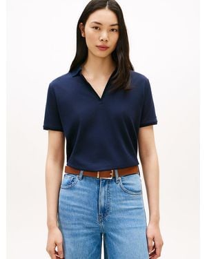 Tommy Hilfiger Relaxed Fit Open Placket Pique Polo Shirt - Blue