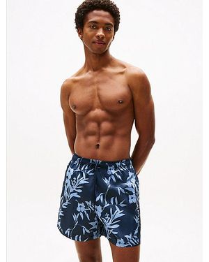 Tommy Hilfiger Original Mittellange Badeshorts Mit Print - Blau