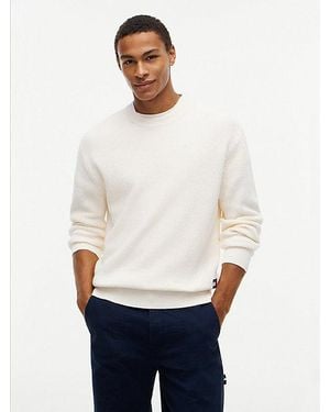 Tommy Hilfiger Tommy Jeans Logo Waffle Knit Crew Neck Jumper - White