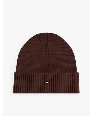 Tommy Hilfiger Gorro Con Logo Bordado Y Cachemira - Marrón