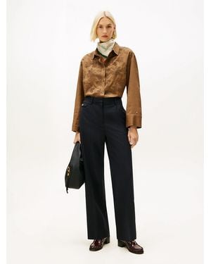 Tommy Hilfiger Timeless Wool Blend Straight Leg Trousers - Blue