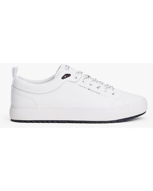 Tommy Hilfiger Fine-cleat Trainers With Leather - White