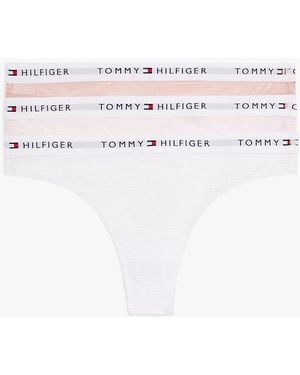 Tommy Hilfiger 3-pack Essential Logo Waistband Mesh Thongs - White