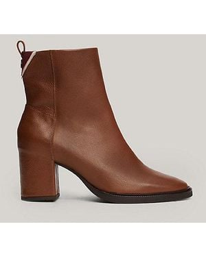 Tommy Hilfiger Botines De Piel Con Monograma Th - Marrón