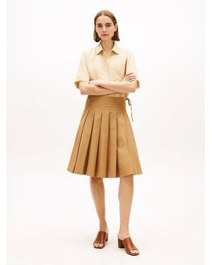 Tommy Hilfiger Washed Pleated Midi Skirt - Natural