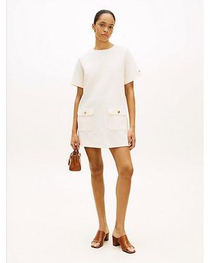 Tommy Hilfiger Tone Button Mini Shift Dress - White