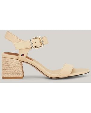 Tommy Hilfiger Rope Detail Block Heel Sandals - Natural