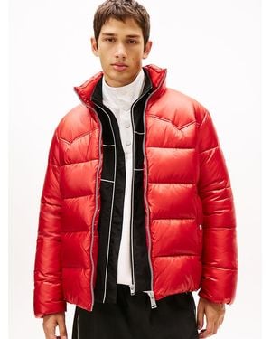 Tommy Hilfiger Water Repellent Twill Relaxed Puffer Jacket - Red