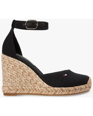 Tommy Hilfiger Canvas High Wedge Espadrilles - Black