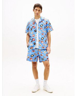 Tommy Hilfiger Print Poplin Relaxed Shorts - Blue
