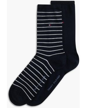 Tommy Hilfiger 2-pack Flag Embroidery Stripe Ankle Socks - Blue