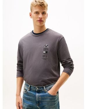 Tommy Hilfiger Back Graphic Relaxed Long Sleeve T-Shirt - Grey