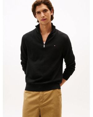 Tommy Hilfiger Half-zip Jumper With Cashmere - Blue