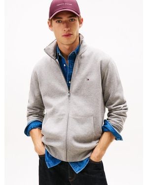 Tommy Hilfiger Sweat Zippé En Molleton À Col Montant - Gris