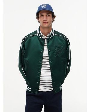 Tommy Hilfiger Logo Embroidery Relaxed Varsity Jacket - Green