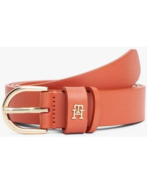 Tommy Hilfiger Ceinture Essential En Cuir À Monogramme Th - Rose