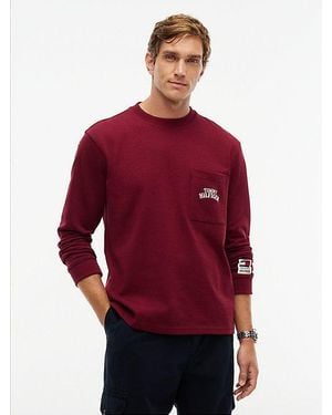 Tommy Hilfiger Graphic Varsity Pocket Ls Tee - Rood