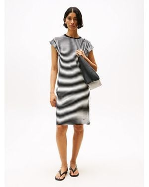 Tommy Hilfiger Ribbed Midi T-shirt Dress - Grey