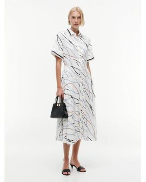 Tommy Hilfiger Rope Print Twill Midi Shirt Dress - White