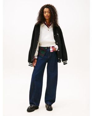 Tommy Hilfiger Mid Rise Twisted Tapered Barrel Leg Jeans - Blue
