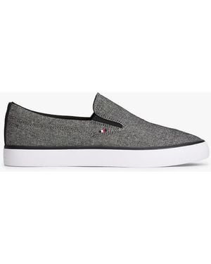 Tommy Hilfiger Linen Chambray Jacquard Slip-On Trainers - White