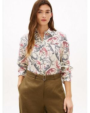Tommy Hilfiger Oversized Fit Bluse Aus Reinem Leinen - Natur