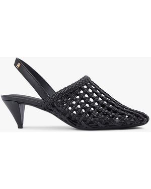 Tommy Hilfiger Woven Pointed Toe Slingback Heels - White