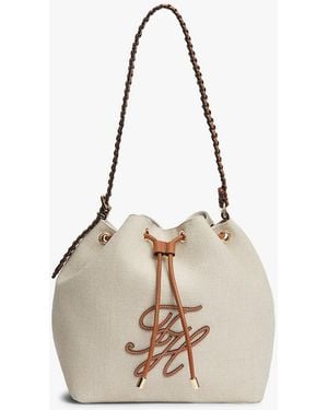 Tommy Hilfiger Pure Linen Canvas Bucket Bag - Natural