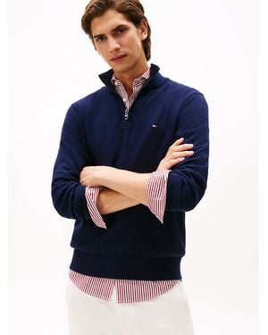 Tommy Hilfiger Half-zip Jumper With Cashmere - Blue