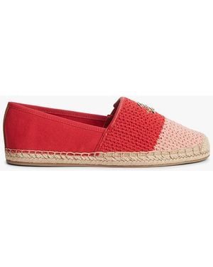 Tommy Hilfiger Logo Plaque Colour-Blocked Woven Espadrilles - Red