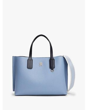 Tommy Hilfiger Bolso Tote Con Placa Del Monograma Th - Azul