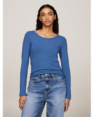 Tommy Hilfiger Ribbed Long Sleeve Slim T-shirt - Blue