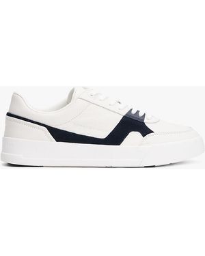 Tommy Hilfiger Baskets En Cuir À Quartier Contrasté - Blanc