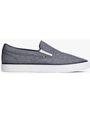 Tommy Hilfiger Linen Chambray Jacquard Slip-On Trainers - White