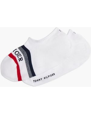 Tommy Hilfiger 2-pack Logo Stripe Footie Socks - White