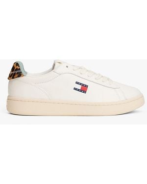 Tommy Hilfiger Archive Court Leopard Print Heel Trainers - Natural