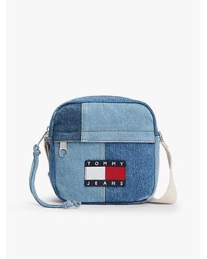Tommy Hilfiger Logo Crossbody-Reportertasche Mit Patchwork - Blau