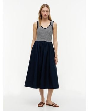 Tommy Hilfiger Tone Button Slim Mixed Midi Dress - Blue