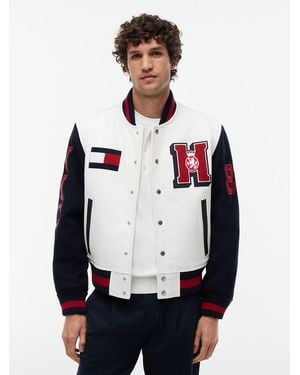 Tommy Hilfiger Logo Appliqué Relaxed Varsity Jacket - White