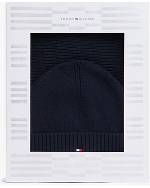 Tommy Hilfiger Hilfiger Flag Beanie And Scarf Gift Set - Blue