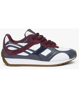 Tommy Hilfiger Th Monogram Leather Mixed Texture Trainers - Blue