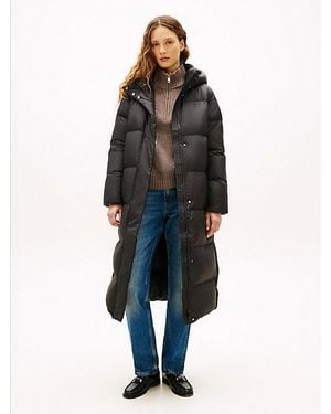 Tommy Hilfiger Down Hooded Longline Puffer Coat - Black